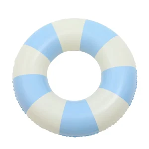 Custom Eco Friendly PVC Thick Striped Safety Durable Waterproof Portable Foldable Pool Float Inflatable Swimming Ring