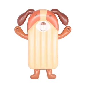 Custom Eco friendly PVC Brown Inflatable Puppy Pool Floats for Kids Floating Raft Color Box Swimming Season Use