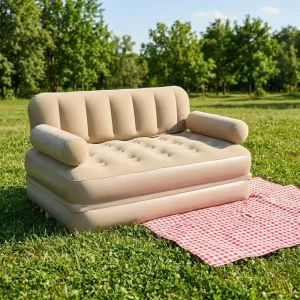 Sofa đôi bơm hơi tự phồng PVC thiết kế tùy chỉnh, gấp gọn, cho cắm trại ngoài trời