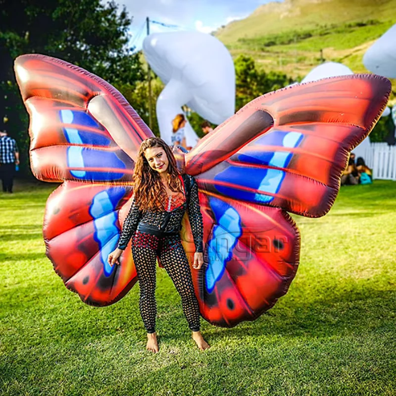 Fantasia de Mascote Inflável Gigante de 3m de Largura com Asas de Borboleta Iluminadas em Material Oxford para Adultos, Performance em Festivais e Palcos