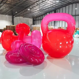 Custom Giant Airtight Inflatable Dumbbell Kettle bell Model Fitness Sets Sports Equipment for Gym Club Advertising