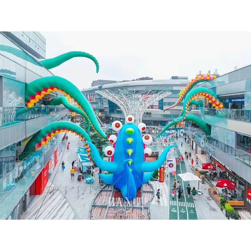 Model Iklan Inflatable Octopus Raksasa yang Indah untuk Digantung di Dinding, Model Display Inflatable