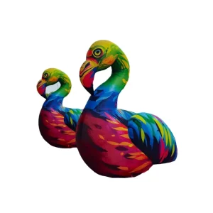 Custom Giant Colorful Painting Inflatable Flamingo Art Bird Model for Outdoor Advertising Decoration