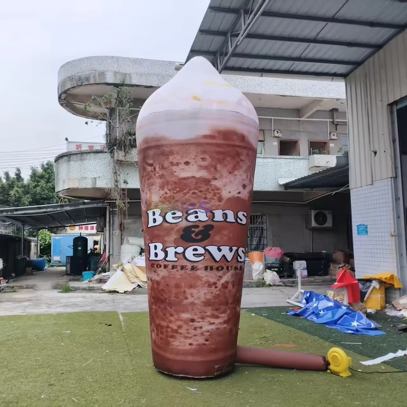Custom Giant Inflatable Coffee Cup Model Digital Printing Inflatable Milk Tea Cup for Outdoor Advertising Promotion
