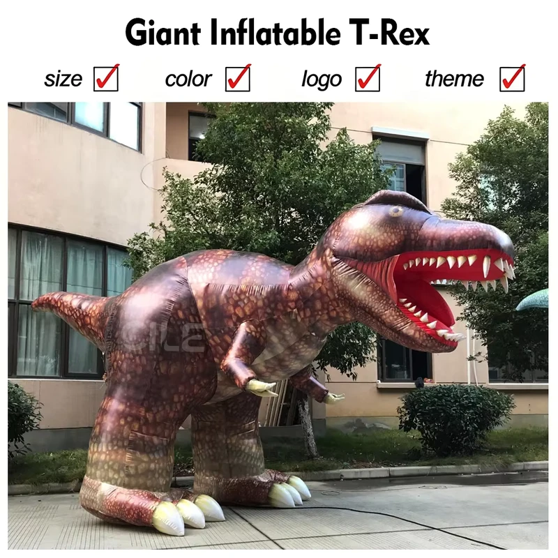 โมเดลไดโนเสาร์ยักษ์เป่าลม T Rex แบบกำหนดเอง สื่อโฆษณา มาสคอตการ์ตูนกลางแจ้งสำหรับจัดแสดงในสวนหรือปาร์ตี้