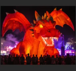 Sculpture de dragon gonflable géante personnalisée pour festival de musique, décoration d'installation artistique - Imperméable et durable