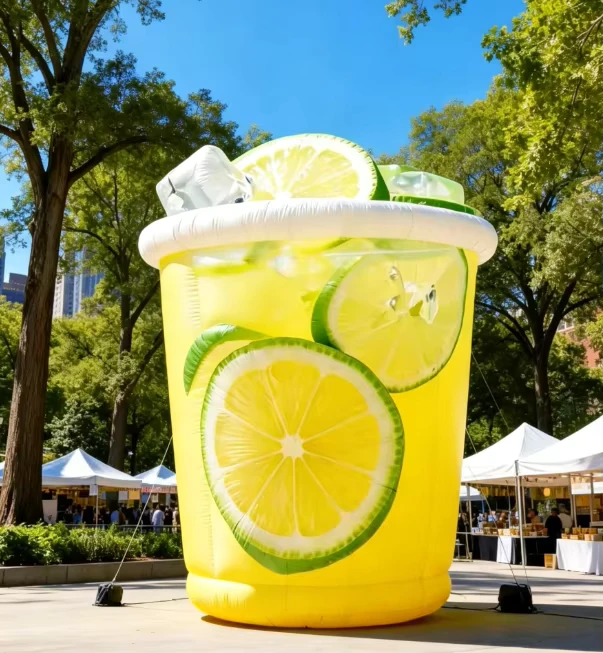 Modèles de gobelets géants gonflables personnalisés pour jus de fruits pour décoration publicitaire