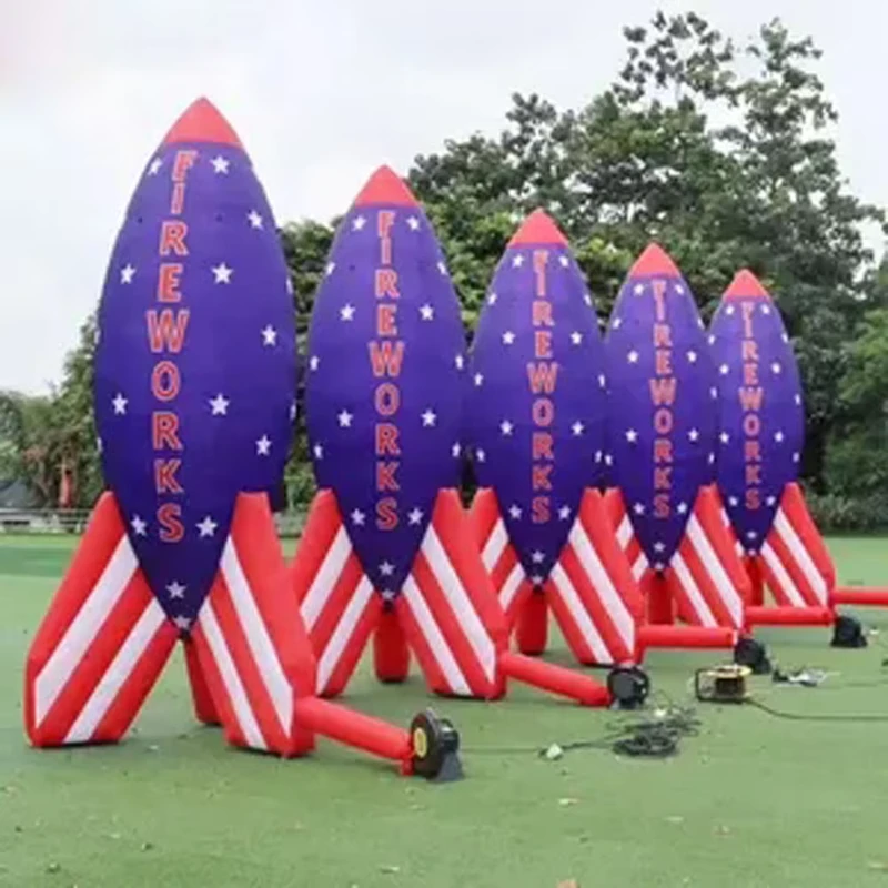 Globo de cohete modelo de fuegos artificiales inflable gigante personalizado para eventos de publicidad al aire libre