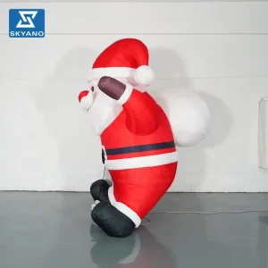 Custom Giant Inflatable Wall Mount Santa Backpack Christmas Decoration for Mall Event