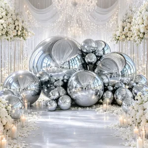 Custom Giant Mirror Ball Inflatable Sphere PVC Reflective Blow Up Big Shiny Balloon for Christmas Party Wedding Event Decoration