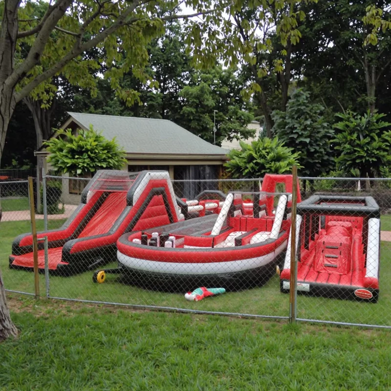 Curso de Obstáculos Inflável Gigante Personalizado em PVC para Eventos Desportivos Exteriores, Casa de Saltos Comercial para Adultos com Ventoinha
