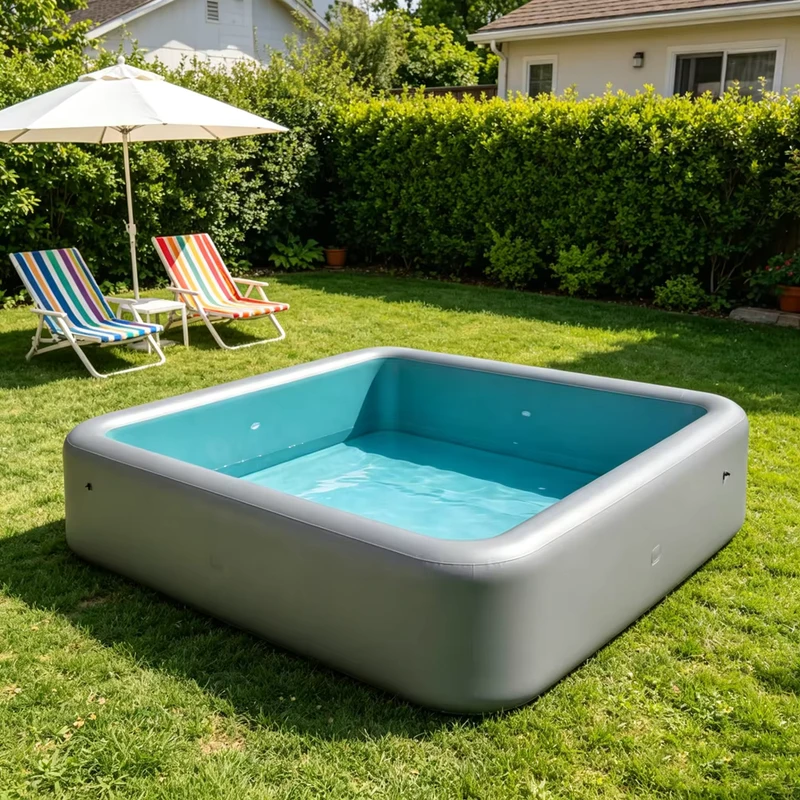 Kolam Renang Inflatable Raksasa Dwf PVC Portable Berwarna Abu-Abu Kustom
