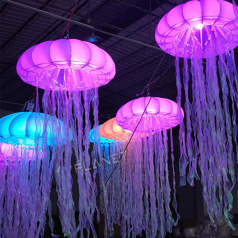 Decoração de Lâmpada LED Suspensa Personalizada, Balão de Medusa Inflável para Festa