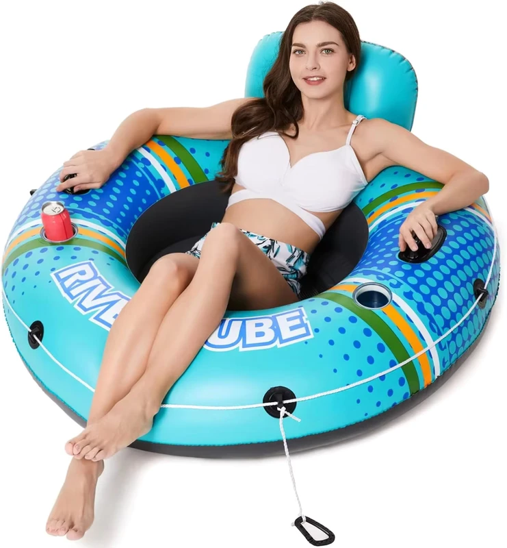 Custom Heavy Duty PVC Vinyl Inflatable River Tube Single Pool Lounger for Children’s River Rafting and Pool Floats