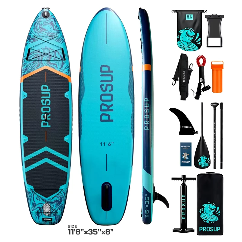Tabla de paddle inflable de alta calidad personalizada de 11'6''x34'x6'', con costura de soldadura en caliente
