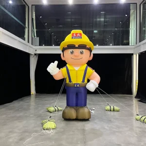 Decoración de mecánico trabajador publicitaria inflable de PVC Oxford de 3m personalizada