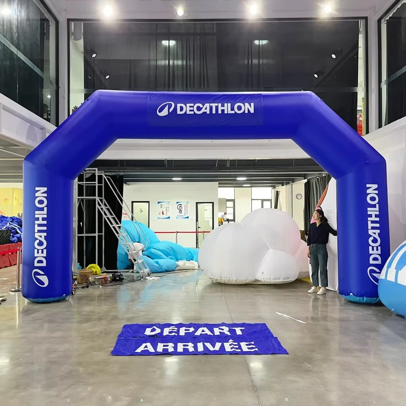 ซุ้มโฆษณา Inflatable แบบกำหนดเองพร้อมแบนเนอร์ Oxford กันน้ำ ซุ้มเริ่มต้นและสิ้นสุด Inflatable ซุ้มงานอีเวนต์