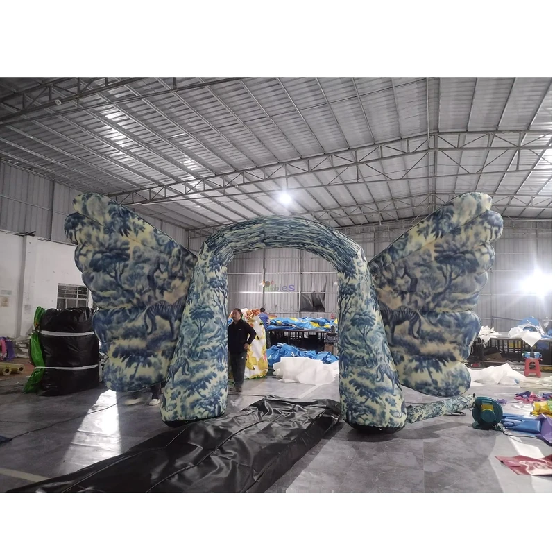 Custom Inflatable Angel Wing Arch Digital Print Animal Forest Pattern Inflatable Archway for Advertising Promotion