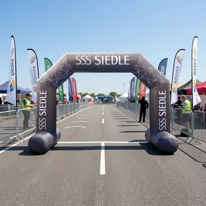 Individuelle aufblasbare Bogenquadrate in Blau, Gelb und Weiß für Werbung, Promotion, Ausstellung, Markteröffnung