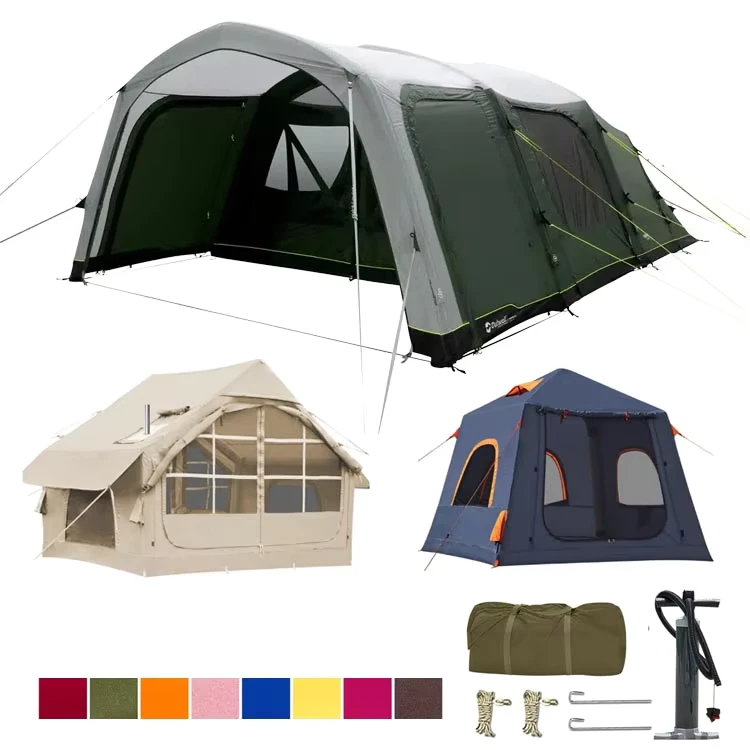 Tente de camping gonflable personnalisée, imperméable, coupe-vent, tente d'air extérieure pour camping en famille, glamping, randonnée, voyage