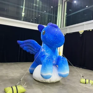 Custom Inflatable Cartoon Horse with Galaxy Pattern 9FT High Plush Inflatable Unicorn Event Decoration Giant Inflatable Animal