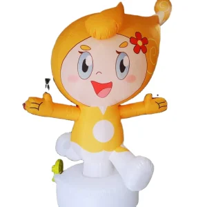 Mascote Cartoon Inflável Personalizado Menina Amarela - Fantasia de Personagem Cartoon