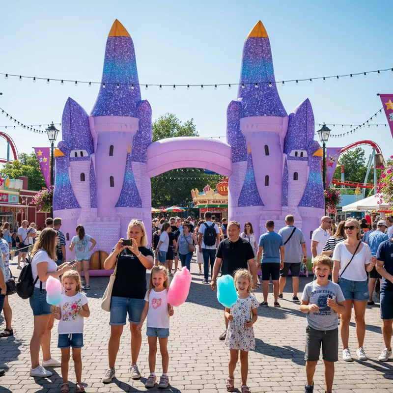 Arco de Castelo Inflável Personalizado com Forte Impacto Visual, Estrutura Quadrada para Eventos de Festival