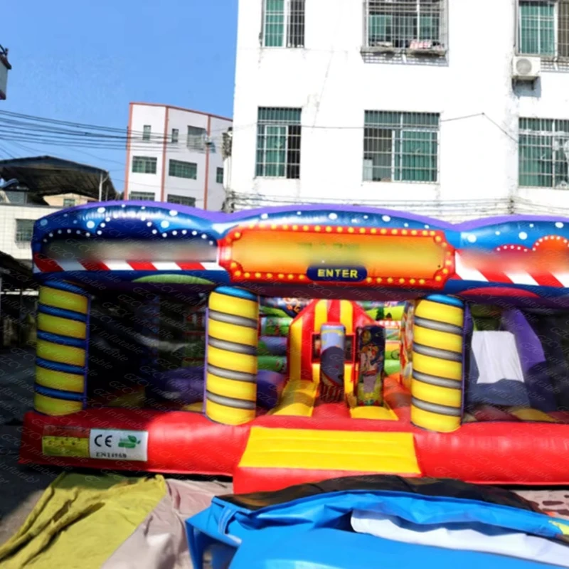 บ้านกระโดดแบบผสมผสานสนามเด็กเล่นน่ารักสำหรับงานแฟร์และงานคาร์นิวัล พร้อมการติดตั้งที่ง่าย