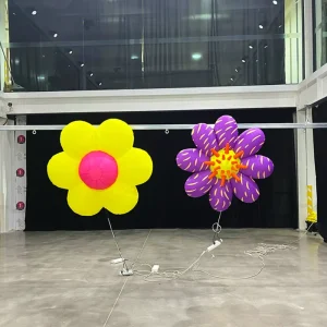 Custom Inflatable Flowers with Pattern LED Lighting Purple Yellow Pink Giant Flowers Decoration