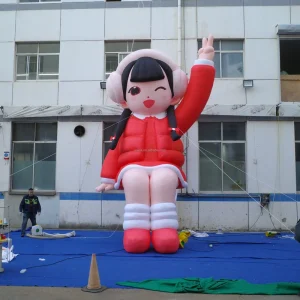 맞춤형 인플레이터블 소녀 만화 인형 빨간 옷 인플레이터블 인간 만화 새해 장식용