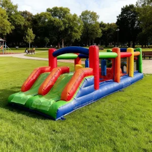 Custom Inflatable Obstacle Course with Slide Bounce House Challenging Rainbow Race for Kids PVC Inflatable Obstacle Bouncer