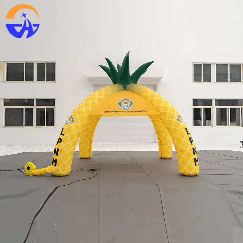 Modelo de Arco Inflável de Abacaxi Personalizado com Ventoinha, Decoração para Atividades de Promoção ao Ar Livre