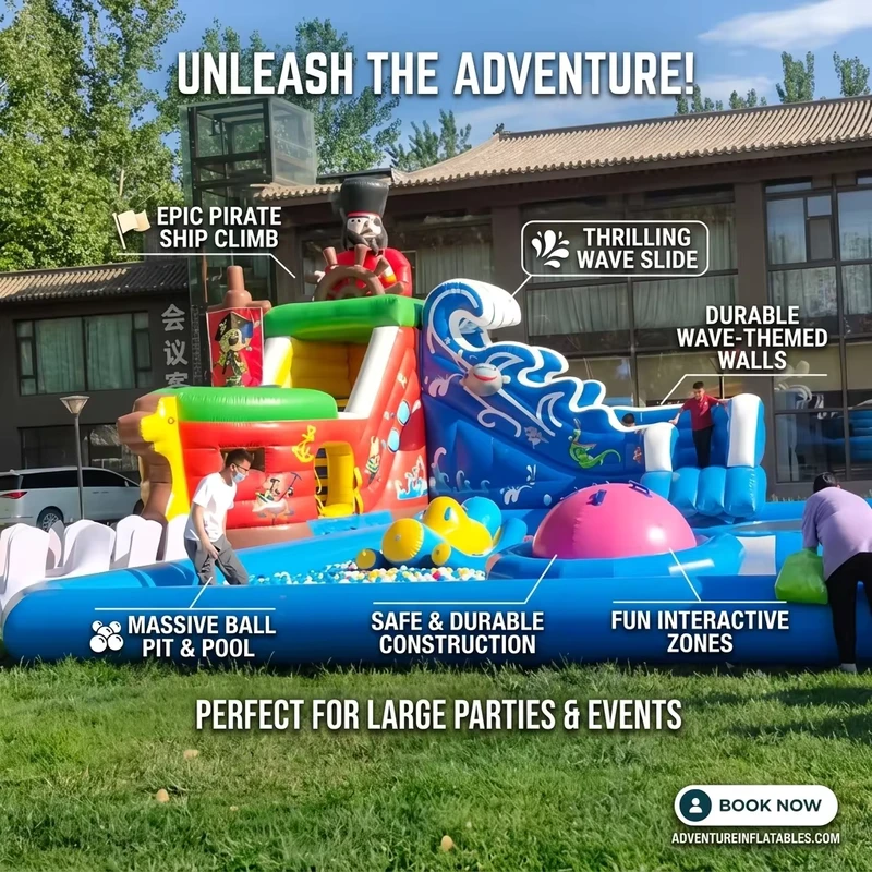 Castelo de Brincar Inflável Personalizado Parque Aquático Flutuante com Escorrega e Obstáculos em Plástico à Prova de Tempo para Festa Familiar ao Ar Livre