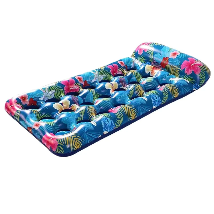 Aangepaste Opblaasbare Zwembad Drijft Groot Koel Contour Lounger Drijvende Mat voor Kinderen Volwassenen met Hoofdkussen 183 cm