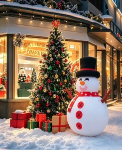 Custom Inflatable Snowman for Christmas 2m Advertising Inflatables Yard Decoration with Lights