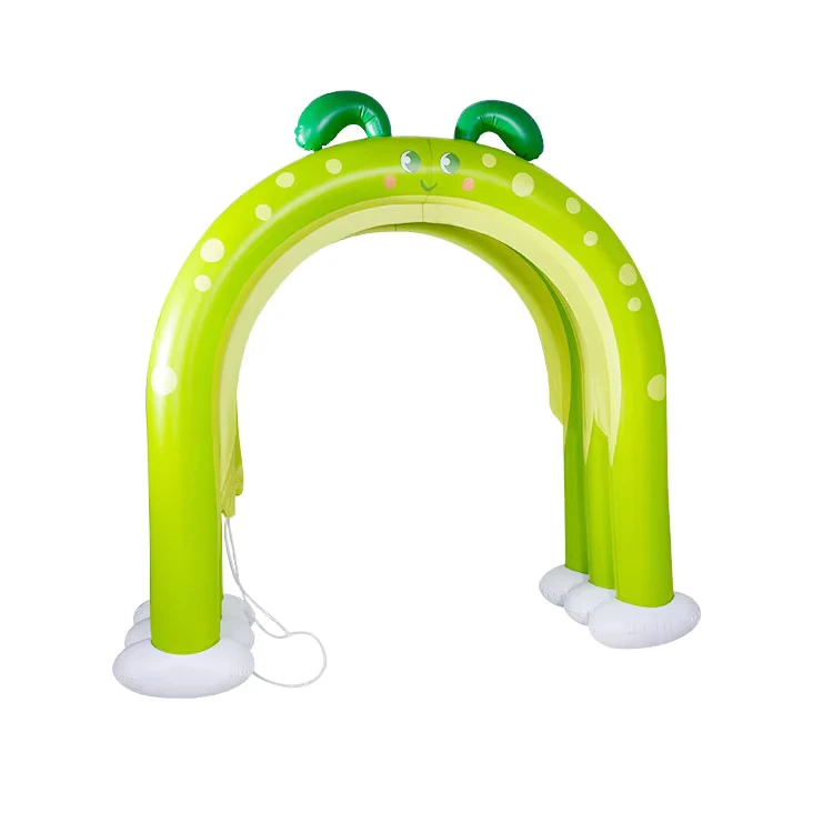 Custom Inflatable Water Sprinklers Arch Green Worm Ornament Inflatable Toys for Amusement