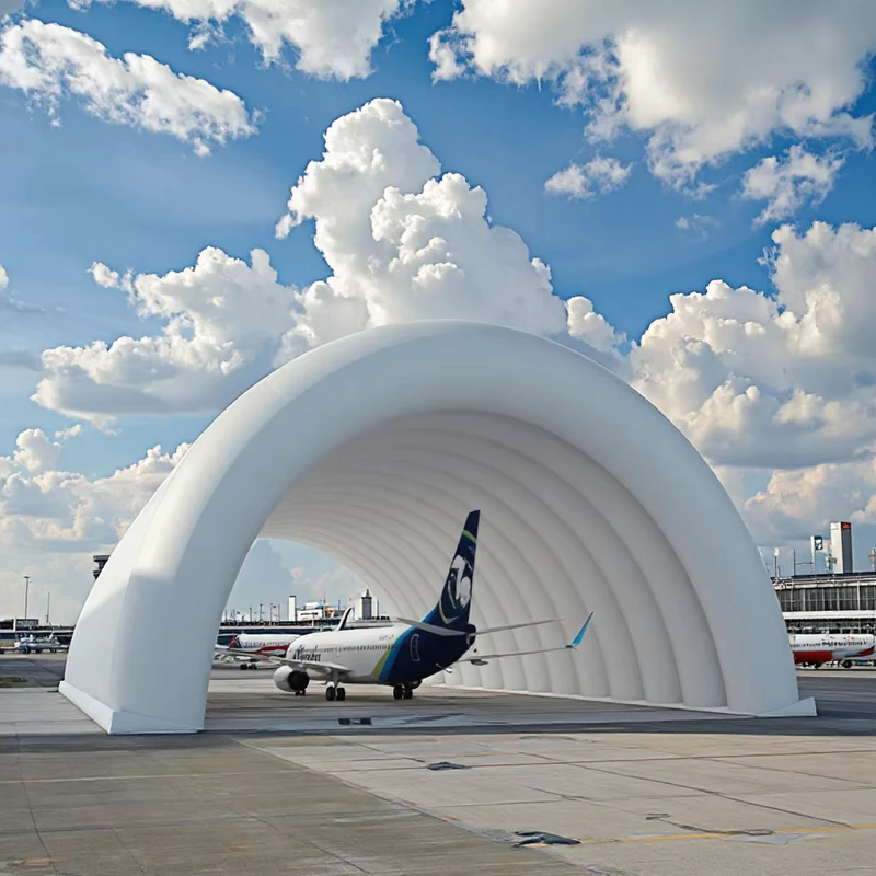 Shelter Hangar Modular Tahan Air yang Dapat Digeser, Struktur Lengkung untuk Penyimpanan Pesawat dengan Pompa Listrik