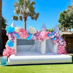 Rumah Lompat Pernikahan Inflatable Kustom, Trampolin Inflatable PVC untuk Bisnis Sewa Pernikahan, Dekorasi Pesta Luar Ruangan