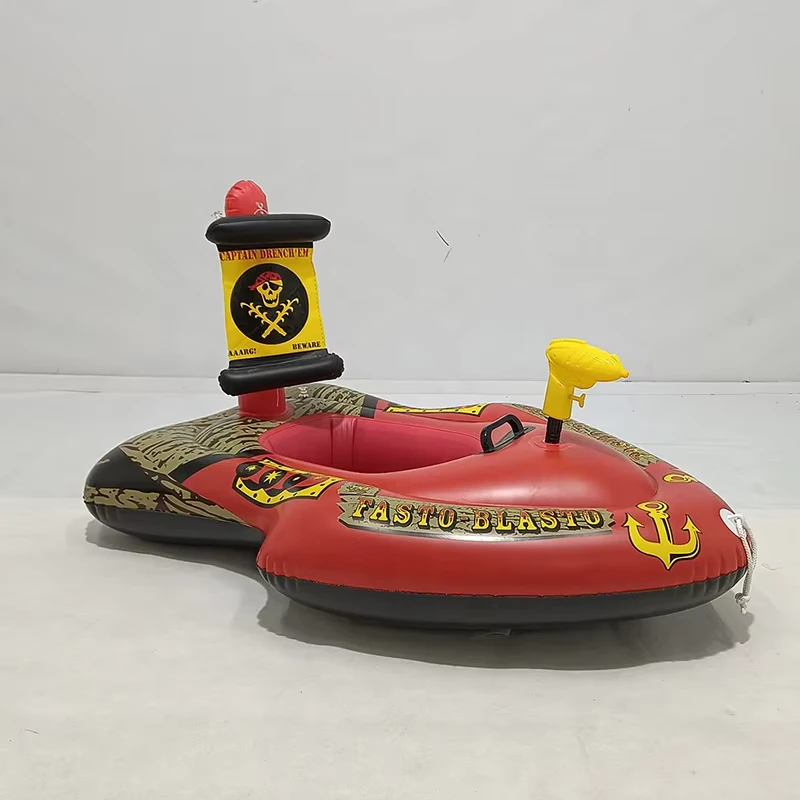 Custom Kids Pool Toy Inflatable Pirate Boat Float with Built-in Water Gun