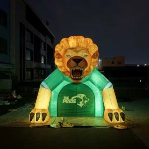 Custom LED Light Up Inflatable Lion Head Run Through Tunnel for School Rally Team Spirit Parade Decoration
