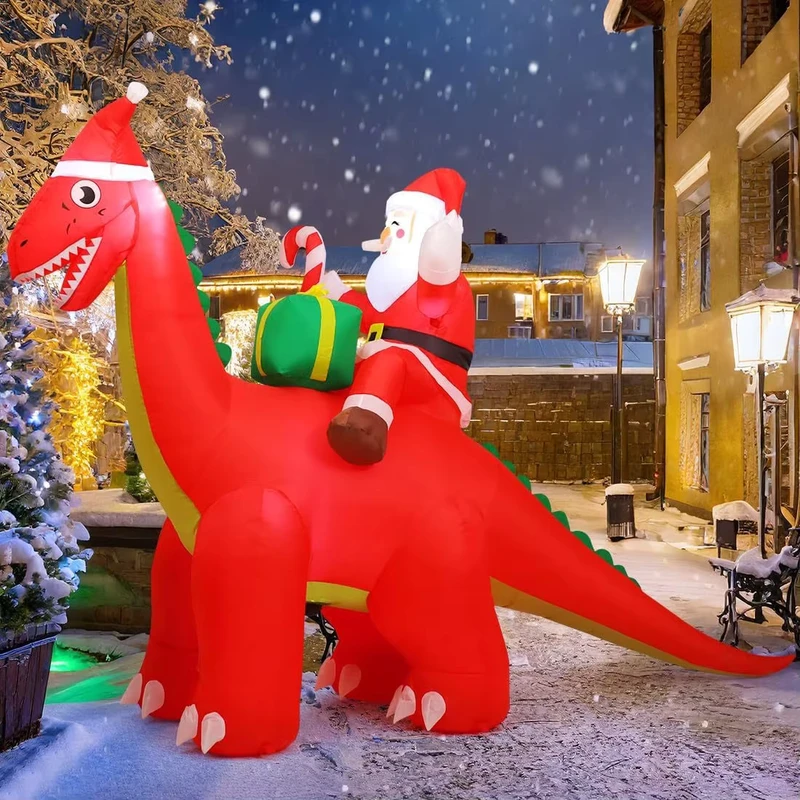 Benutzerdefinierte große 6ft 8ft 10ft beleuchtete Outdoor-Garten aufblasbare Dinosaurier-Dekorationen für Halloween und Weihnachten