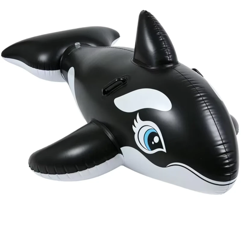 Juguete Inflable de Flotador de Agua en Forma de Cocodrilo Ecológico Personalizado para Niños y Adultos, Montura de Ballena Negra