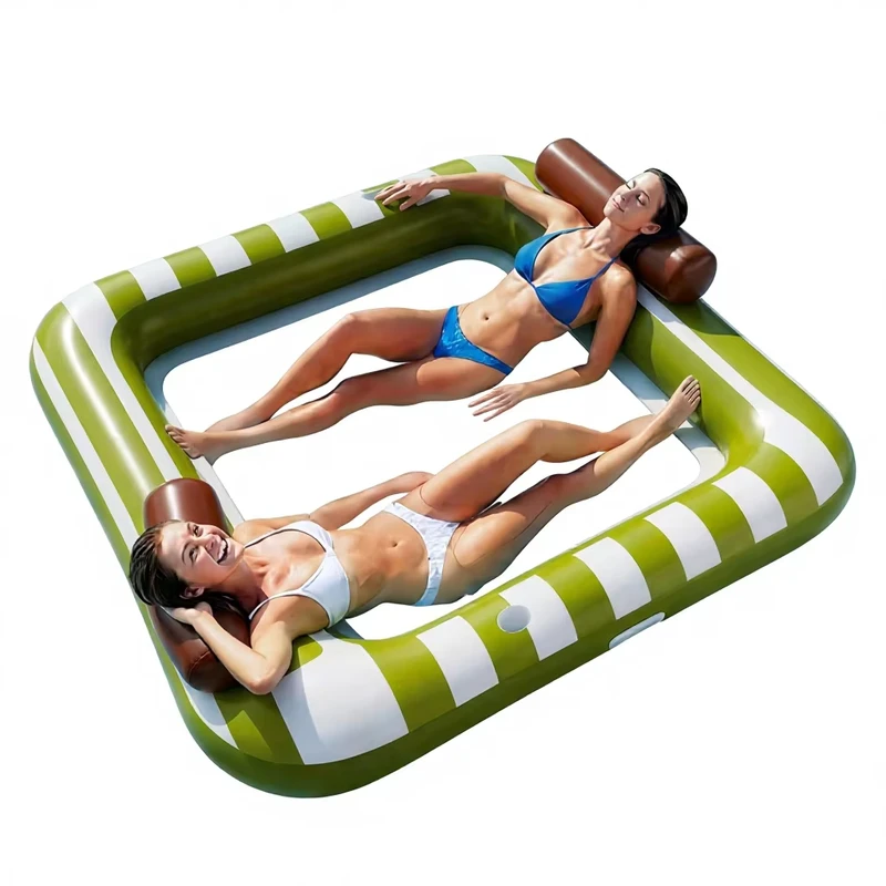 Float da Piscina Gonfiabile Personalizzato Grande, Amaca d'Acqua per Adulti 76x67" con Rete Verde per Feste in Spiaggia e Lago