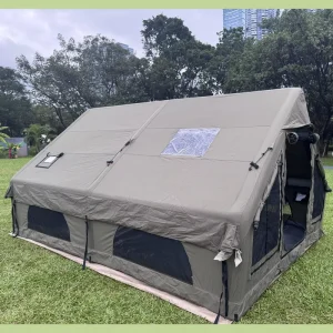 Custom Large Outdoor Family Four Season Waterproof Durable Airtight Oxford Canvas Portable House Travel Air Inflatable Tent