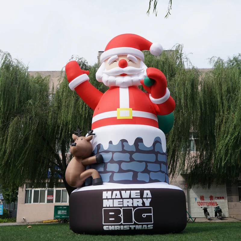 Custom Large Size Mascot PVC Giant Inflatable Character Cute Cartoon Santa Claus for Advertising Promotion