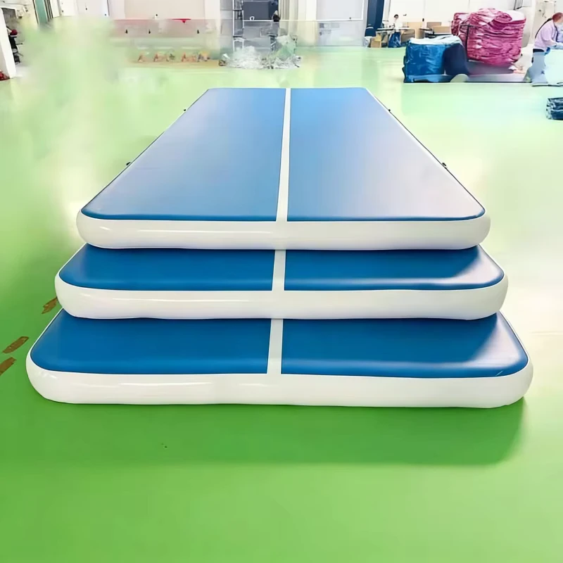 कस्टम-लंबाई inflatable पीवीसी एयर ट्रैक मैट वाटरप्रूफ पोर्टेबल वाणिज्यिक ग्रेड जिम्नास्टिक्स योग फिटनेस प्रशिक्षण के लिए