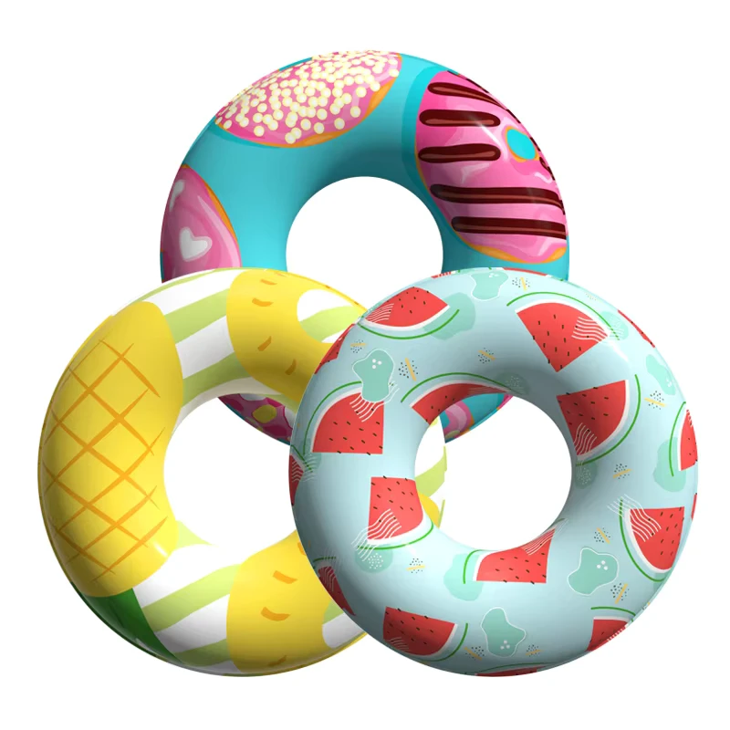 Custom Logo 90cm PVC Fruit Shaped Inflatable Swimming Ring Pool Float Tube for Kids and Adults