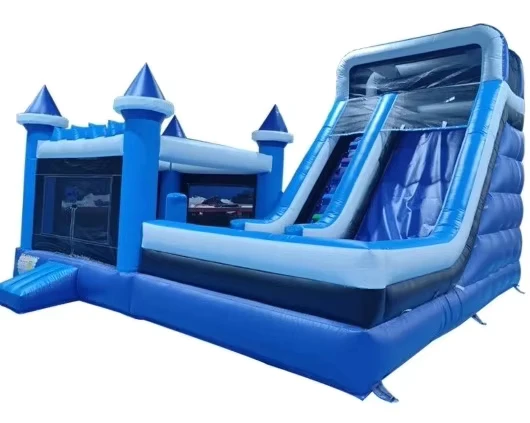 Castillo Inflable Personalizado con Logo para Jardín de PVC con Tobogán Húmedo y Seco para Niños y Adultos