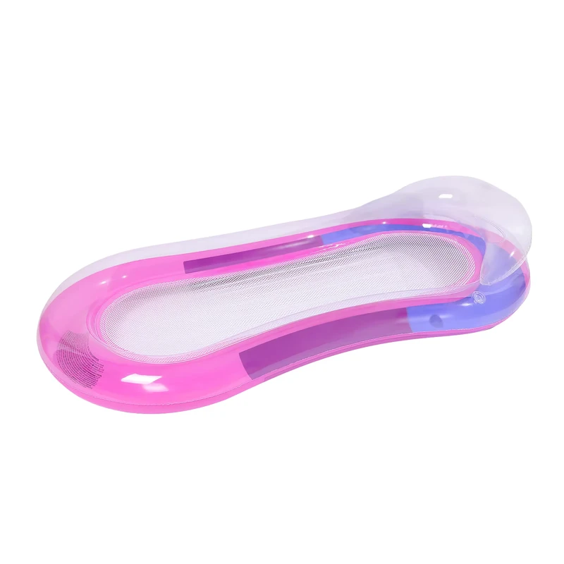 Custom Logo PVC Adult Clear 140cm Mesh Inflatable Sun Loungers Floating Pool Chairs for Beach Float Pool Tools Accessories