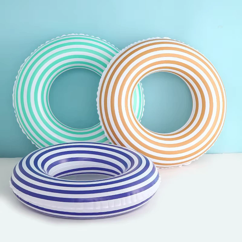 Vòng bơi bơm hơi PVC có sọc với logo tùy chỉnh, thân thiện với môi trường, cho bữa tiệc trên bãi biển, trẻ em, bơi lội, hình donut chanh, cá mập, nàng tiên cá cho thể thao dưới nước
